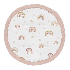 Sweet Jojo Designs Girl Baby Tummy Time Playmat Boho Rainbow Pink Gold and Taupe - 1 of 4