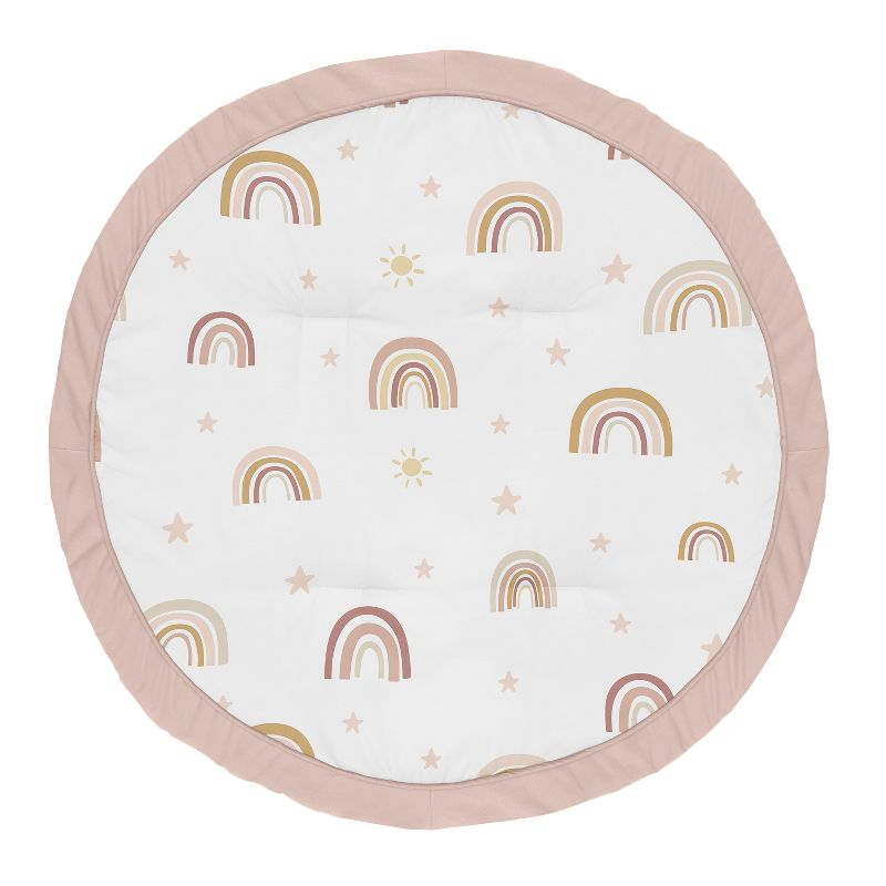 Sweet Jojo Designs Girl Baby Tummy Time Playmat Boho Rainbow Pink Gold and Taupe, 1 of 6