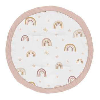Sweet Jojo Designs Girl Baby Tummy Time Playmat Boho Rainbow Pink Gold and Taupe