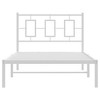 vidaXL White Metal Single Bed Frame with Headboard - Modern Bedroom Furniture, Steel Guest Bed Frame for Superior Support, 81.5x41.3x35.8 in - 4 of 4