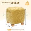 Bekrvio Cube Pouf Ottoman with Wood Legs, Chenille Vanity Stool & Square Footrest,Upholstered Ottoman for Living Room/Bedroom,500 lbs Capacity - 4 of 4