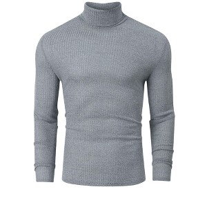 BLUEMING Men's Turtle Neck Sweater Tops Knitted Rib Textured Mens Basic Tops Lightweight Thermal Base Layer - 1 of 4