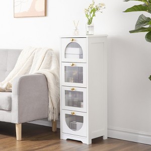 4-Drawer Bathroom Storage Unit, Slim Freestanding Bathroom Floor Cabinet - 1 of 4