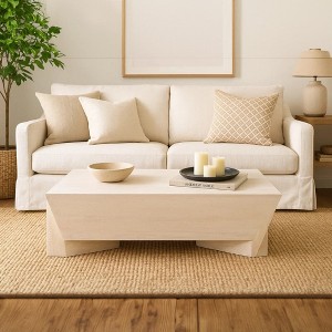 Royal Hampton Coffee Table | 45" Rectangular Handcrafted Mango Wood | Solid Asymmetric Base - 1 of 4