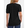 Imily Bela Women's Summer Pleated Button Short-Sleeve T-Shirt, Solid Color V-Neck Casual Top - 2 of 4
