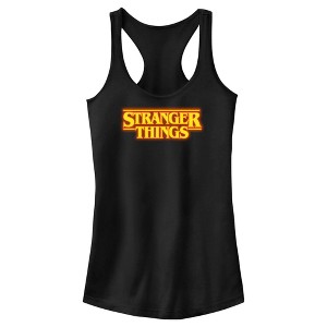 Juniors Womens Stranger Things Orange Logo Racerback Tank Top - 1 of 4