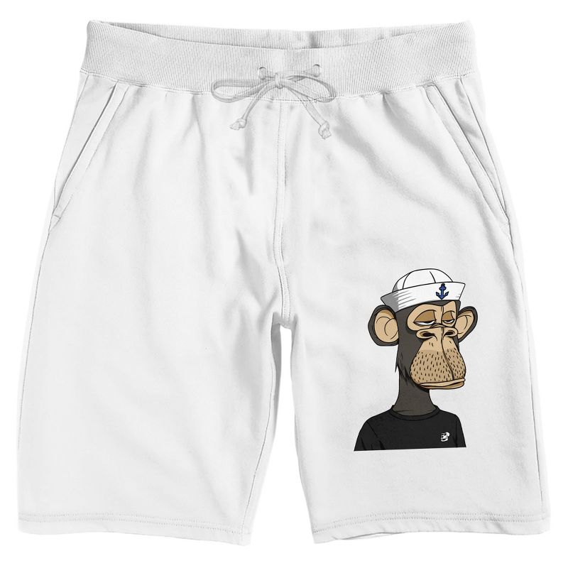 Board of Directors Ape With Marine Cap Men's White Sleep Pajama Shorts, 1 of 3