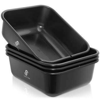 Jubilee 4-Pk Plastic Busser Utility Tub - Heavy Duty Commercial Dishwashing Box for Restaurant Kitchen Organization and Storage, Black