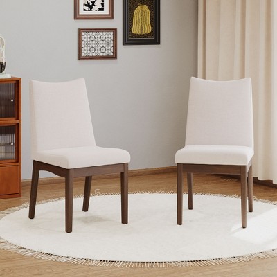Upholstered Dining Chairs Set of 2, Modern Dining Chairs with Wood Legs, Fabric Side Chair for Dining Room Living Room-Christopher Knight Home