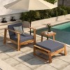 Acacia Wood Outdoor Lounge Set, Patio Furniture Sets 3 Piece With Chair & Ottoman & Table, Patio Set With Cushion-Cuddlewood - 2 of 4