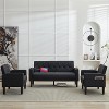 TYBOATLE 3-Piece Sofa Couch, Modern Linen Upholstered Sofa, 1 Loveseat & 1 Accent Chair Sofa with Deep Seats for Living Room,Black - 2 of 4