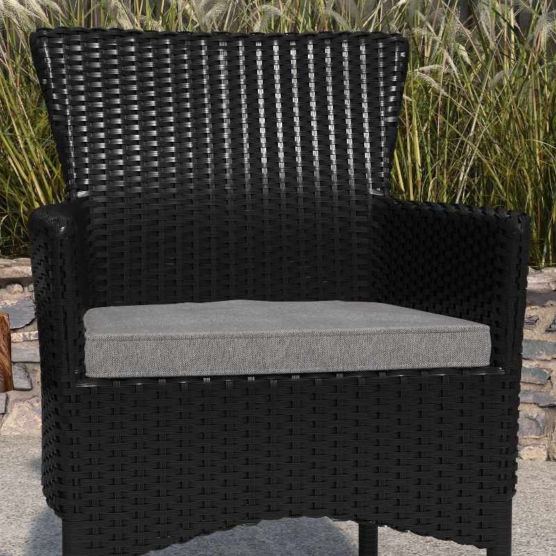 Merrick Lane Patio Chairs with Fade and Weather Resistant Wicker Wrapped Powder Coated Steel Frames & Cushions-Set of 2, 5 of 12