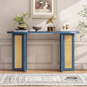 PAGED 48 inch Farmhouse Console Table with Rattan Decoration,Entryway Table for Living Room,Hallway - 1 of 4