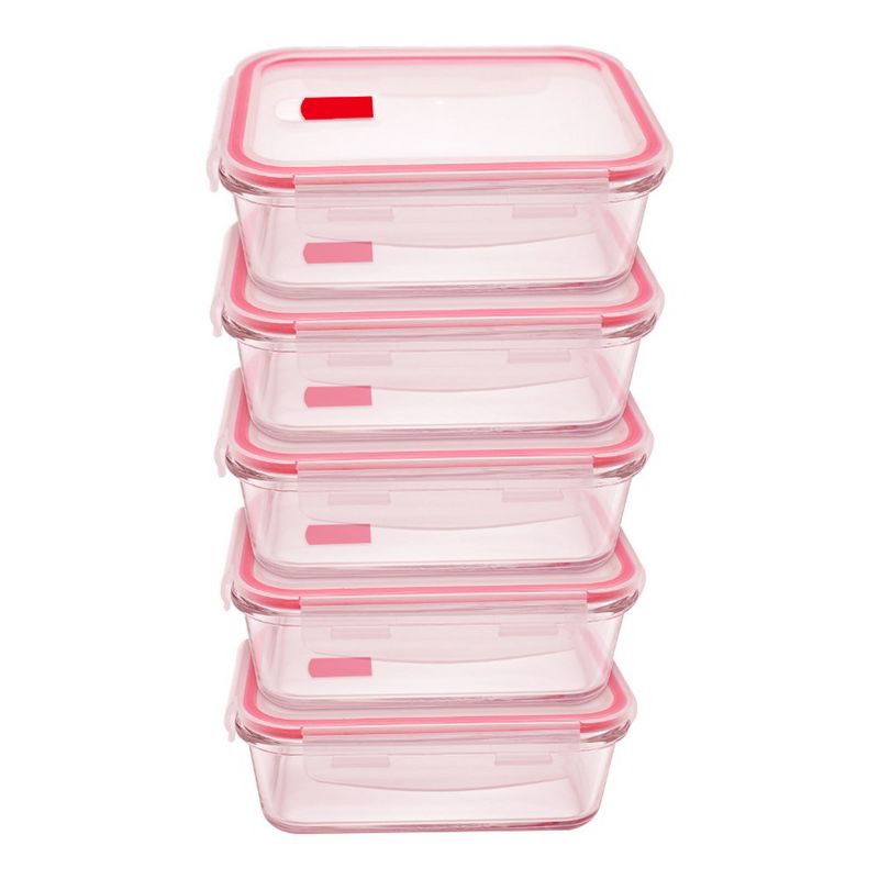 NutriChef 10-Piece Superior Glass Food Storage Containers Set - Stackable Design, Newly BPA-free Airtight Clear Locking lids with Vent Lids, 1 of 4
