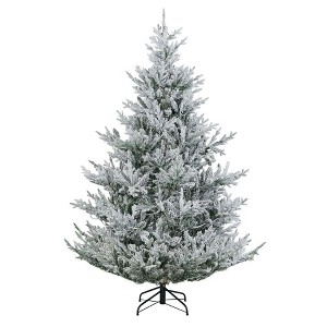 Resenkos 6-Ft Pre-Lit Snow Flocked Hinged Artificial Christmas Tree - - 1 of 2