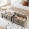 39.4" Gray Wooden Storage Bench with 4 Wheels, 350LBS Capacity Chest with Safety Hinges for Entryway & Living Room - 3 of 4