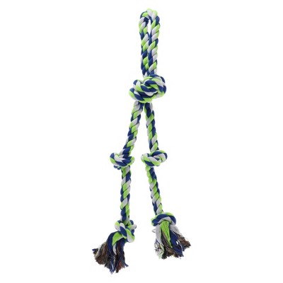 Unique Bargains Knots Shape Dog Chew Rope Rose Blue Green 1 Pc
