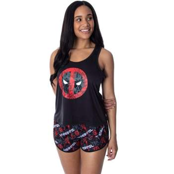 Marvel Women's Deadpool Racerback Tank and Shorts Sleepwear Pajama Set Deadpool Everywhere