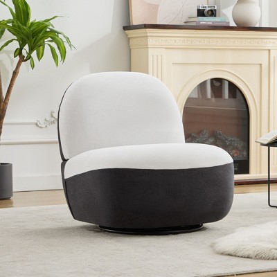 Hyleory Chenille Fabric Upholstered Accent Swivel Chair Armless, Reading Chair for Bedroom Living Room
