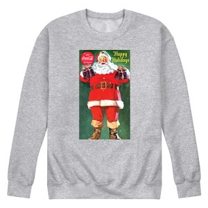 Men's - Coca Cola - Vintage Santa With Coca Cola Bottles Graphic Fleece Sweatshirt - 1 of 4