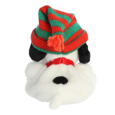 Aurora Mini White Peanuts Snoopy Beanie Festive Plush Toy 5 Inches
