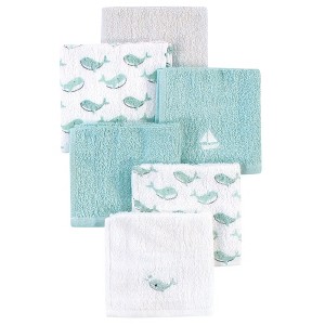 Luvable Friends Baby Unisex Super Soft Cotton Washcloths, Blue Whale, One Size - 1 of 1