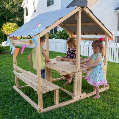 Funphix Wooden Kids Playhouse with Table and Benches
