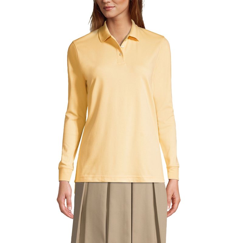 Lands' End School Uniform Women's Long Sleeve Interlock Polo Shirt, 3 of 5