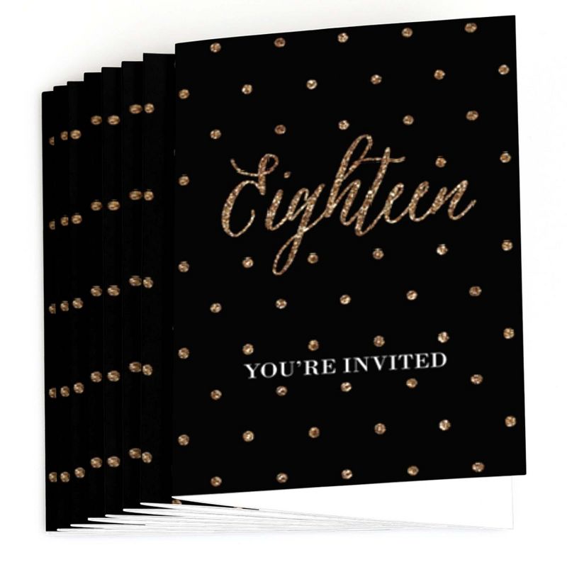 Big Dot of Happiness Chic 18th Birthday - Black and Gold - Fill In Birthday Party Invitations (8 count), 2 of 7