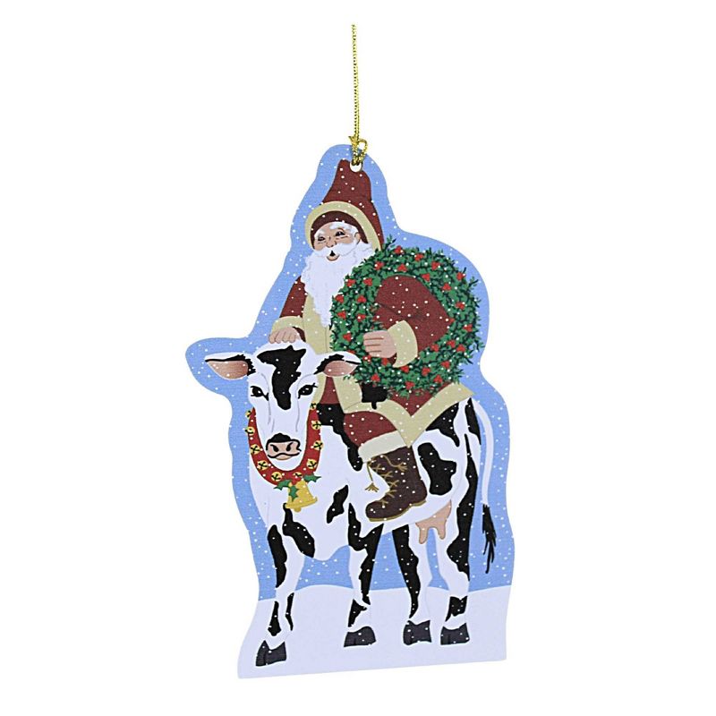 Cats Meow Village 4.75 In Santa Arrives On A Holstein. Ornament 40Th Anniversary Tree Ornaments, 1 of 4