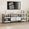 TV Stand with 2Fabric Drawers, Modern-Industrial Entertainment Center, Storage Shelves, Rustic Brown/Antique White - 3 of 4