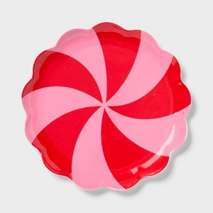 Kids' 10" Peppermint Swirl Scallop Dinner Plate - Pillowfort™ - 1 of 3