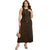Agnes Orinda Women's Plus Size Knit Crewneck Sleeveless Casual Midi Sweater Dresses - 3 of 4