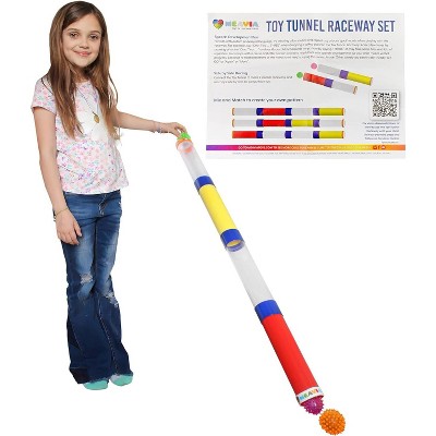 MEAVIA Toy Tunnel Ball Drop Race Track 7pc Set; Toy Car/Ball Ramp Play Set STEM Toy