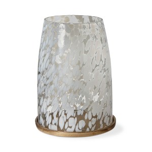 tagltd White Confetti Glass Hurricane Pillar Candle Holder Large, 8.0L x 8.0W x 11.0H inches - 1 of 2