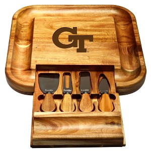 NCAA Georgia Tech Yellow Jackets Large Acacia Charcuterie Board with Cheese Knives - 1 of 4
