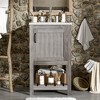 Vynxaria 16" Compact Gray Bathroom Storage Cabinet with Ceramic Basin and Open Shelf - 2 of 4
