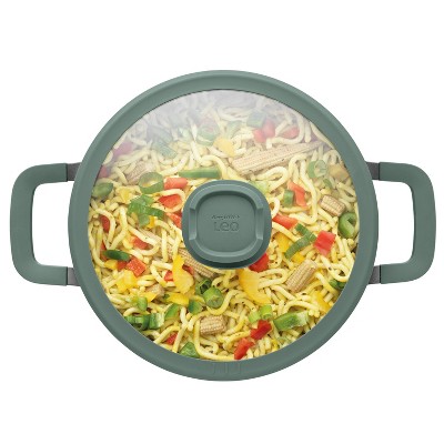 Forest Green Non-Stick Cast Aluminum Stockpot with Glass Lid