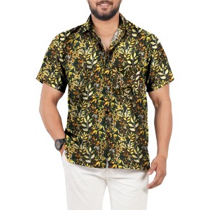 HAPPY BAY Men's Short Sleeve Button Down Hawaiian Collar Shirts Aloha Camp Beach Vacation Shirts for Men Casual Camp Summer Untuckit Shirt - 1 of 4