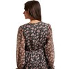 Knit & Lounge Women’s Long Sleeve Floral Mini Dress Chiffon Overlay Contrast Crochet Detail Pleated Skirt Lined Sheer Sleeve - 3 of 4