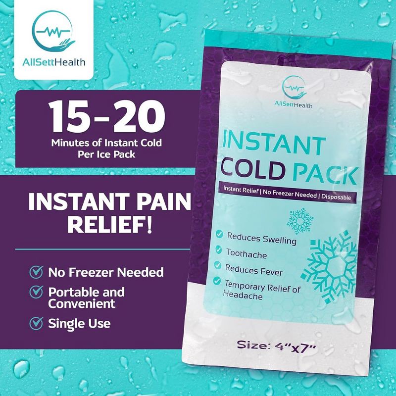 Allsett Health Instant Ice Cold Pack (4” x 7”) - Disposable Instant Ice Packs for Injuries | Cold Compress Ice Pack for Pain Relief, Blue, 3 of 8