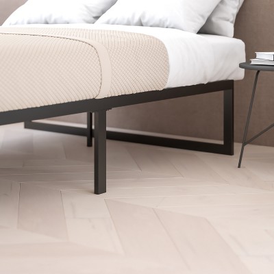 Black King Metal Platform Bed Frame with Slats