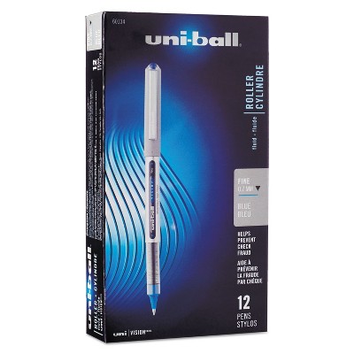 uni-ball VISION Stick Roller Ball Pen Fine 0.7mm Blue Ink Blue/Gray BarrelStand 60134