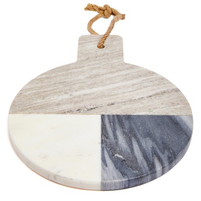 12" Round Gray and White Marble Pastry Board