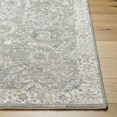 Hauteloom Gauge Gray Blue Textured Rug with Fringes