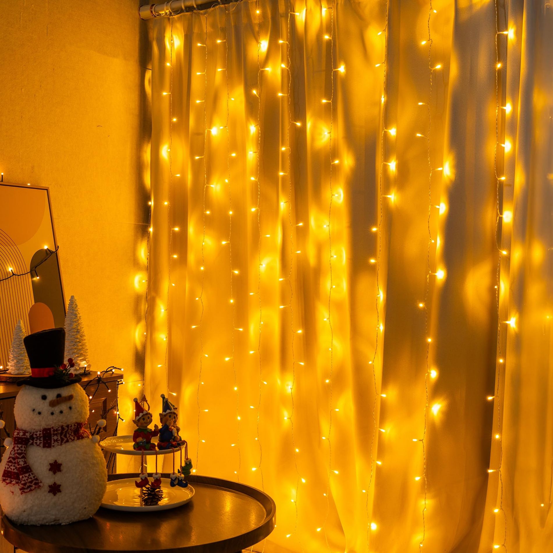 Dazzle Bright 300 LED Fairy Christmas Curtain Lights, Warm White