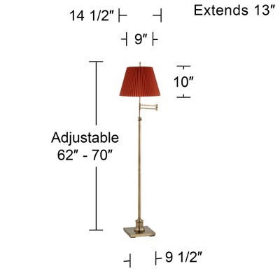 Adjustable Antique Brass Floor Lamp with Rust Brown Linen Shade
