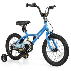 Costway 12"/14"/16"/18" Kids Training Bike with Removable Training Wheels Pneumatic Tires Navy/Black - 1 of 4