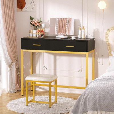Aheaplus Makeup Vanity Set with Stool and LED Mirrorl, 36-inch Vanity with Drawers