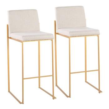Set of 2 FujiHB Polyester/Steel Barstools Gold/Beige - LumiSource